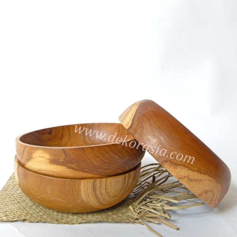 Teak Wood Round Tray Dish Serving Diameter 7.8 inches x 2.3 height